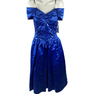 90's Blue Taffeta Sequin Party Prom Dress by Gunne Sax